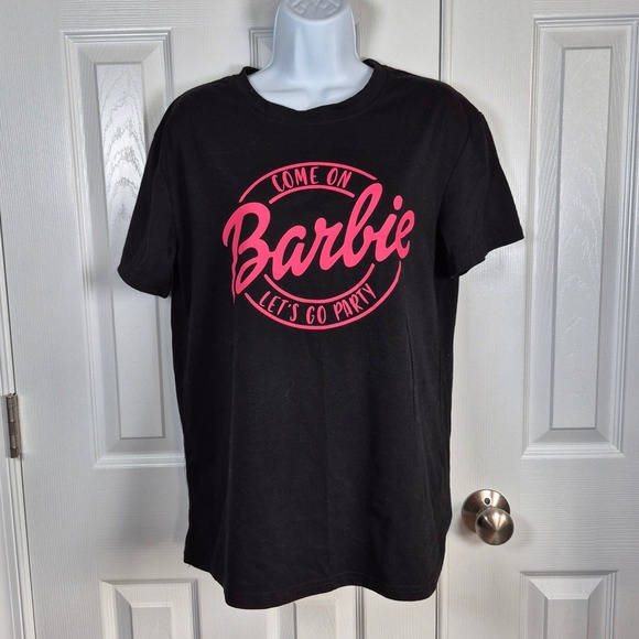 None Tops - Come on Barbie let's go party black‎ pink tee shirt women's large